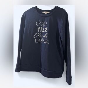 LOFT Navy Crewneck Sweatshirt with Silver Accents New Years Size Small